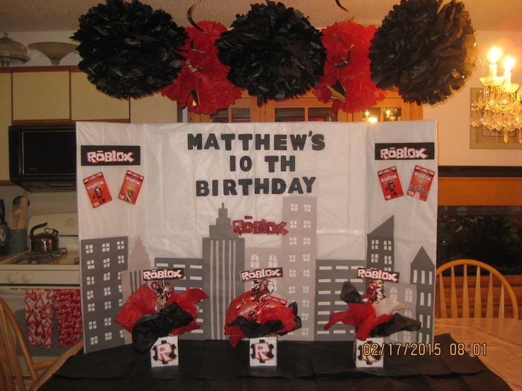 Roblox Birthday Party Ideas
 Roblox Birthday Party Backdrop Display and Table