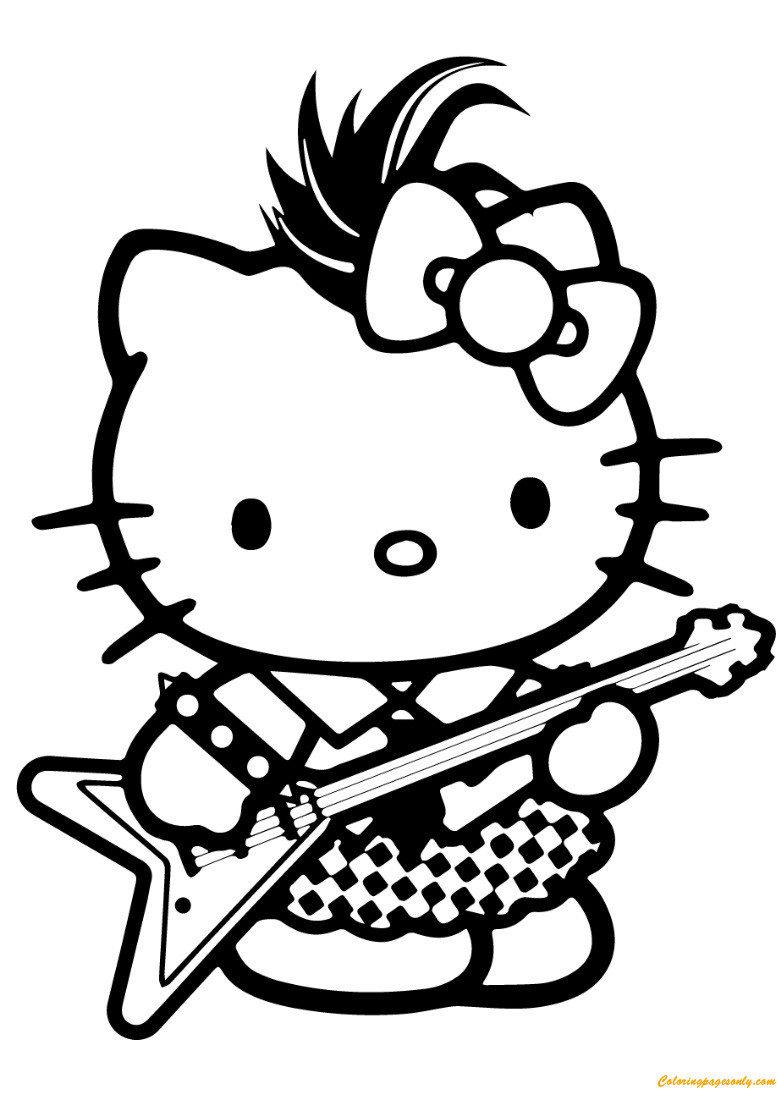 Rock Star Coloring Pages
 Hello Kitty Rockstar Coloring Page Free Coloring Pages
