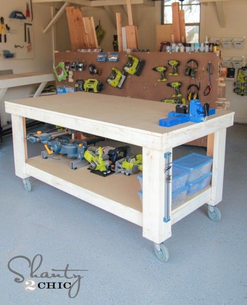 Rolling Workbench DIY
 Garage workbench For the and Diy workbench on Pinterest