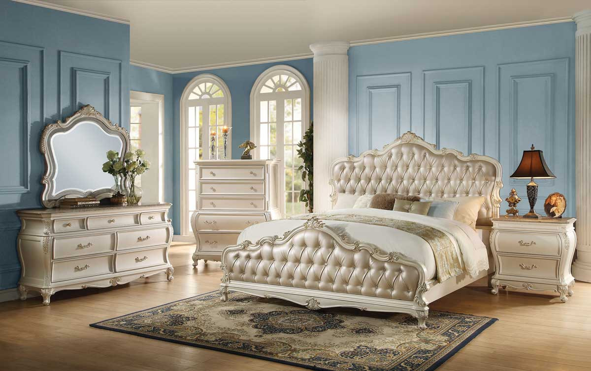 Best ideas about Rose Bedroom Set
. Save or Pin The Acme Q 4pcs Chantelle Rose Gold PU Pearl White Now.