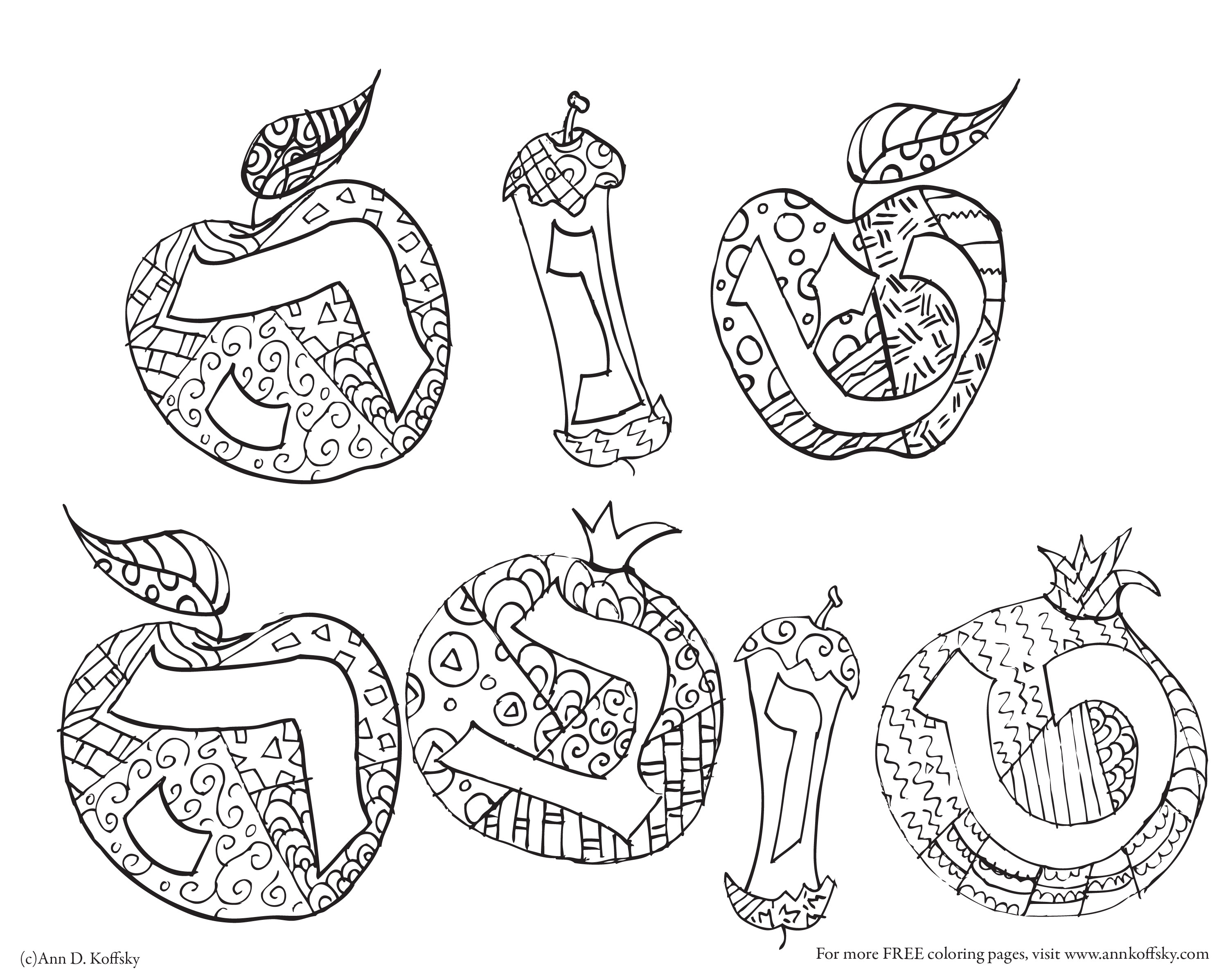 Rosh Hashanah Coloring Pages
 Coloring Apples for Rosh Hashonah