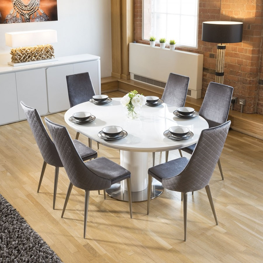 Best ideas about Round Dining Table Set For 6
. Save or Pin Extending Round Oval Dining Set White Gloss Table 6 Grey Now.
