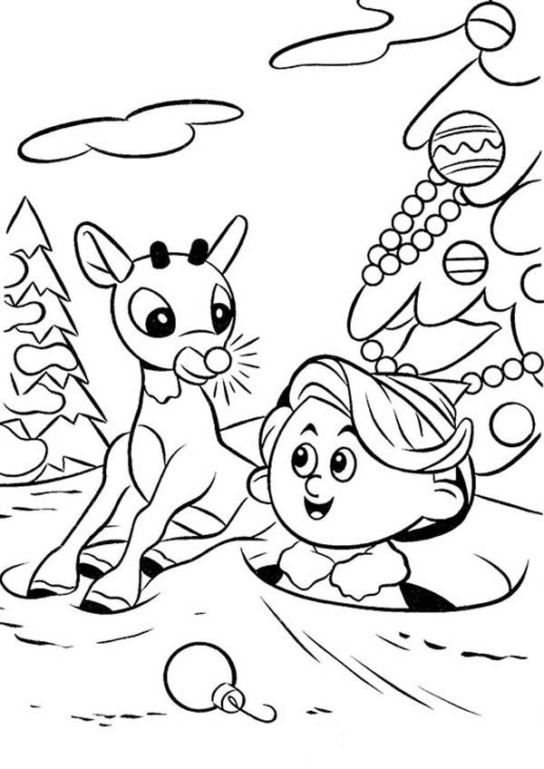 Rudolph The Red Nosed Reindeer Coloring Pages
 Rudolph the Red Nosed Reindeer Find a Baby in Snow Hole