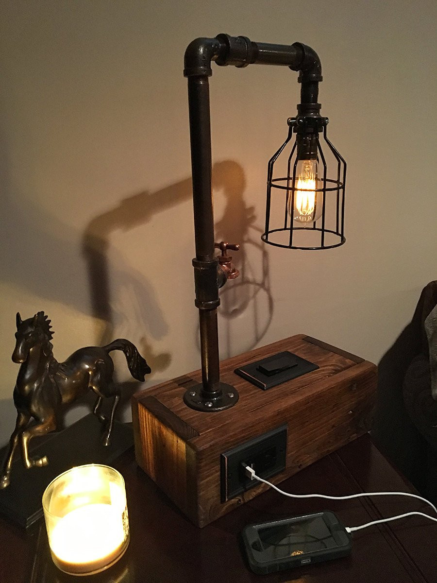 Best ideas about Rustic Desk Lamp
. Save or Pin Rustic Industrial Table Lamp w 2 USB Chargers and Outlet Now.