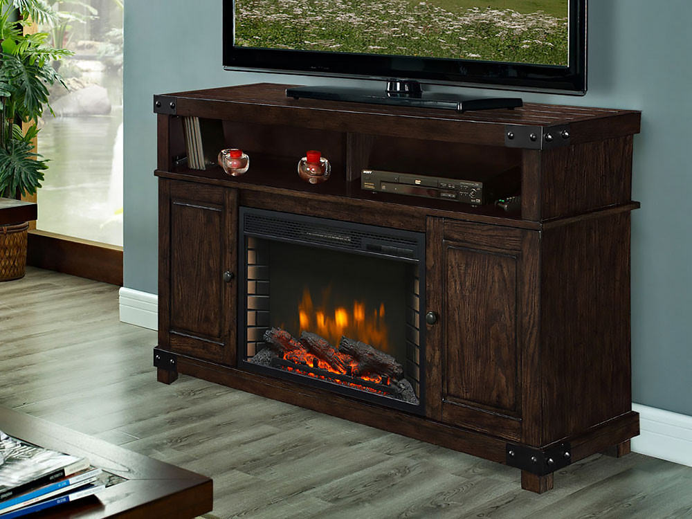 Best ideas about Rustic Electric Fireplace Tv Stand
. Save or Pin Hudson Electric Fireplace Media Console in Rustic Brown Now.
