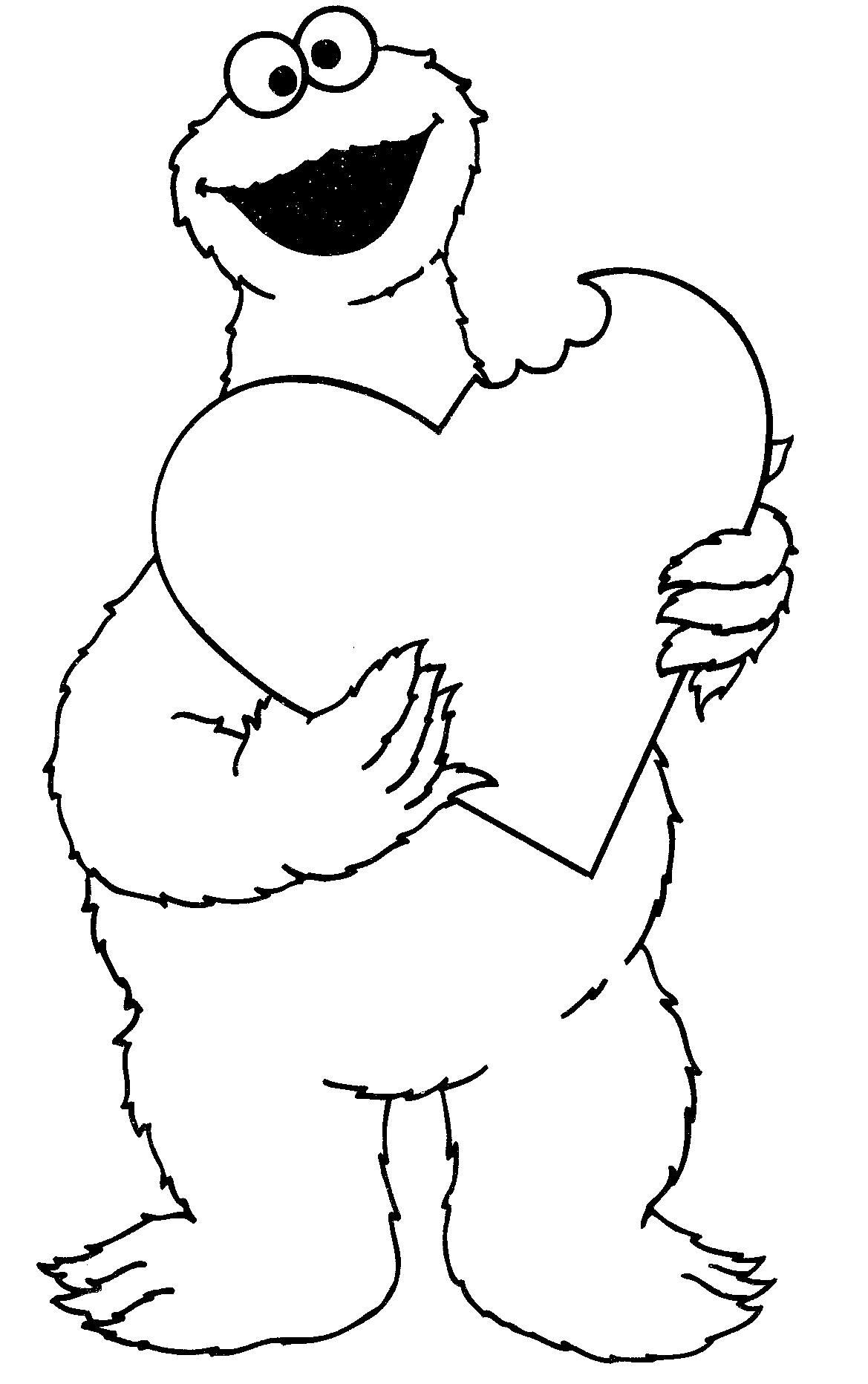 Sesame Street Coloring Sheets For Boys
 Valentine s Day Cookie Monster Coloring Pages