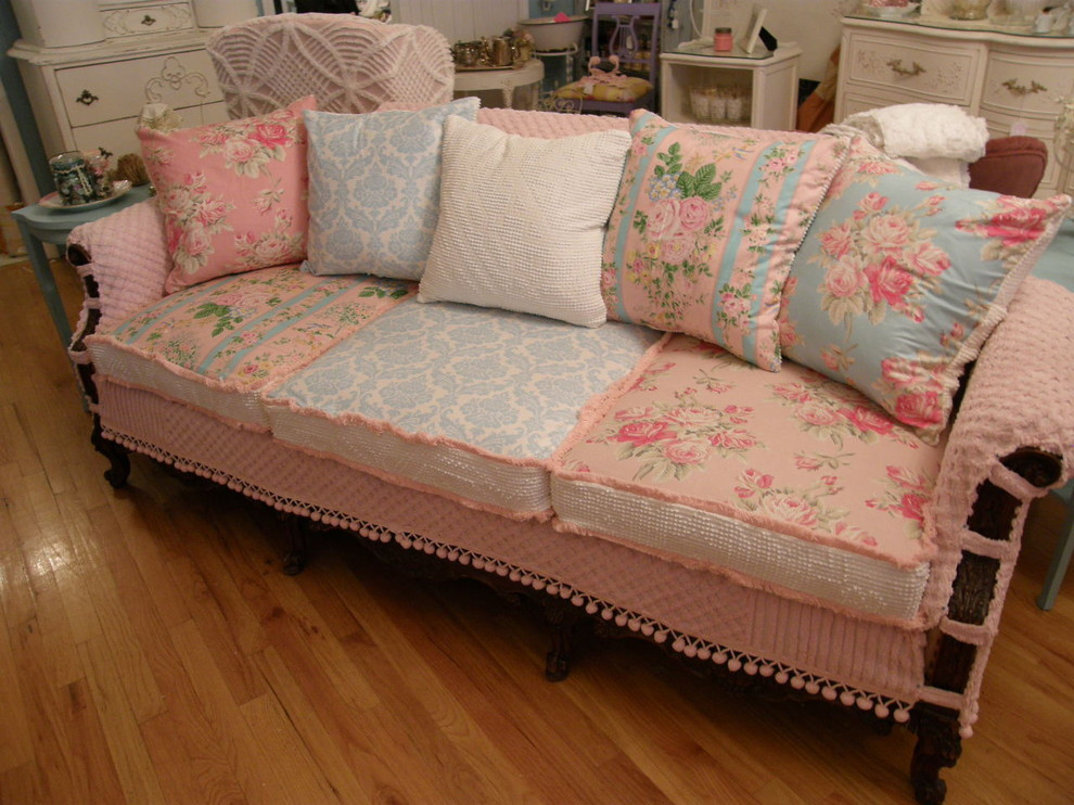 Best ideas about Shabby Chic Loveseat
. Save or Pin shabby chic slipcovers Living Room Eclectic with basket Now.