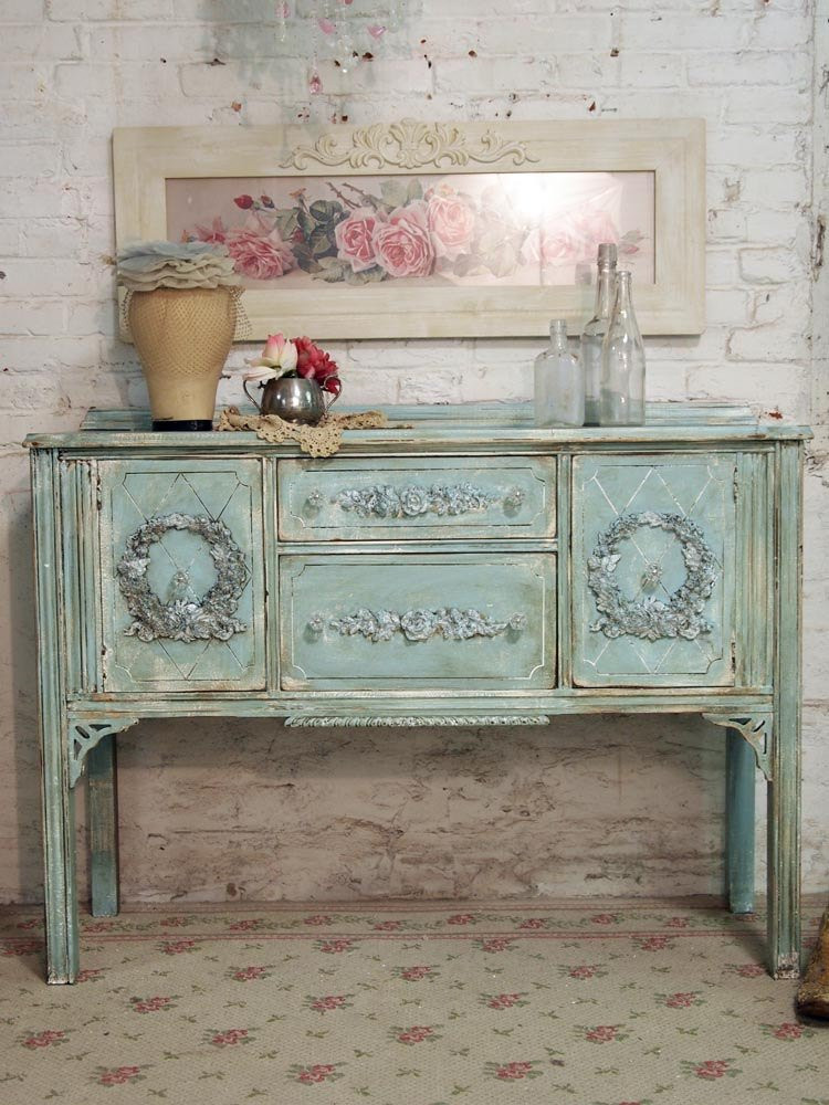 Best ideas about Shabby Chic Paint
. Save or Pin Painted Cottage Chic Shabby Aqua Romantic Buffet Server SV294 Now.