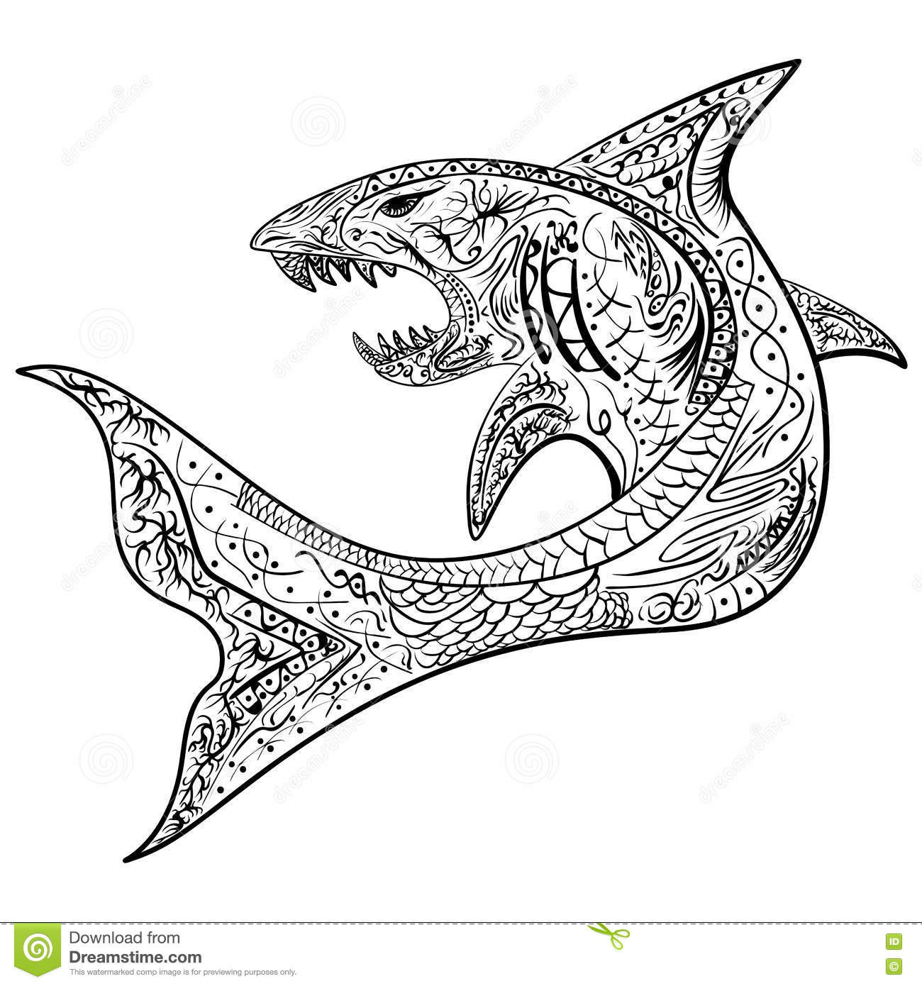 Best ideas about Shark Coloring Pages For Adults
. Save or Pin Hand drawn Shark With Ethnic Doodle Pattern Stock Vector Now.