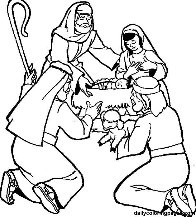 Shepherds Coloring Pages
 Shepherds visit the baby coloring page