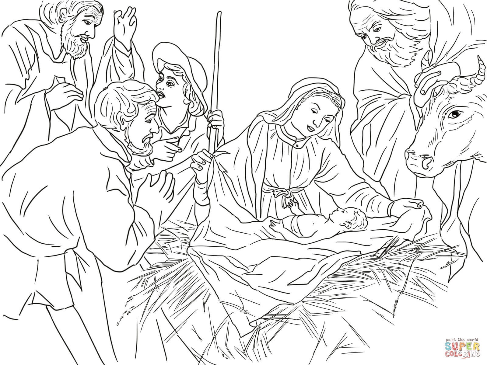 Shepherds Coloring Pages
 Adoration of the Shepherds coloring page