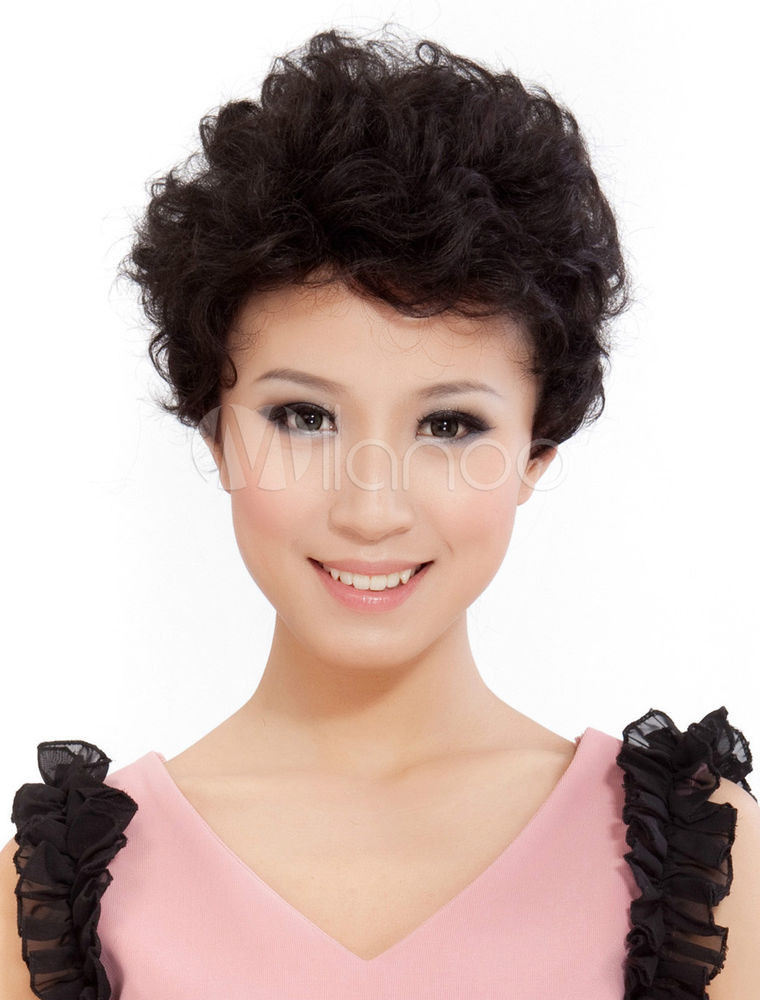 Short Black Hairstyle Wigs
 Real hair Fashion wig New Charm Women s Short Black