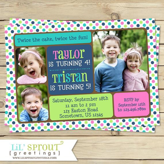 Best ideas about Sibling Birthday Invitations
. Save or Pin Twin Joint or Sibling Birthday Invitation You Now.