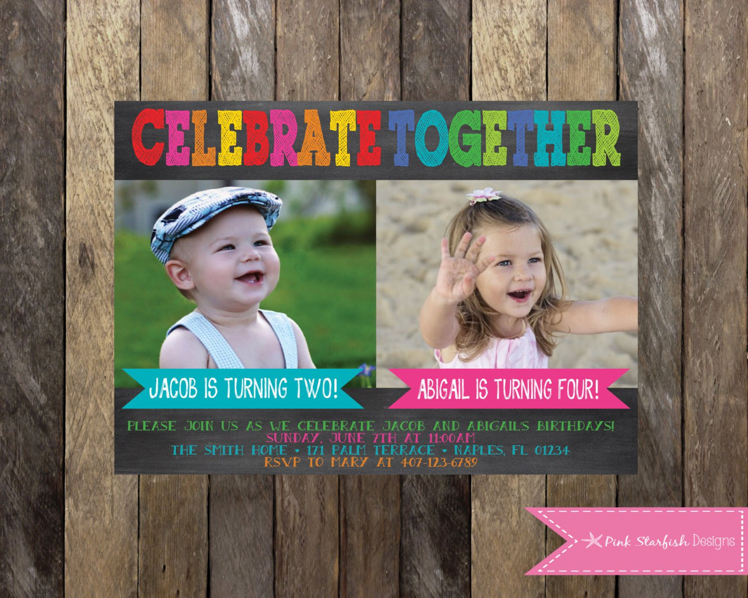 Best ideas about Sibling Birthday Invitations
. Save or Pin Chalkboard Birthday Invitation Sibling Invitation Dual Now.