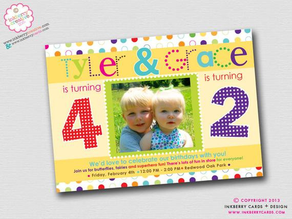 Best ideas about Sibling Birthday Invitations
. Save or Pin Double Dots Sibling or Friend bo Birthday Party Now.