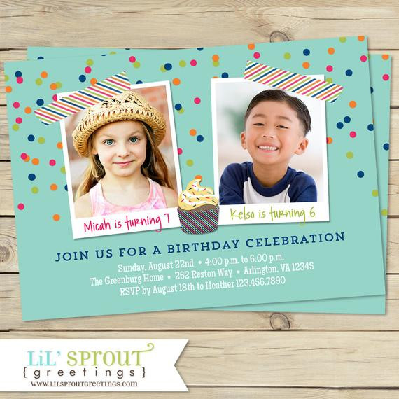 Best ideas about Sibling Birthday Invitations
. Save or Pin bined Birthday Party Invitations Boy or Girl Options Now.