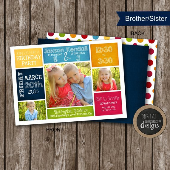 Best ideas about Sibling Birthday Invitations
. Save or Pin Joint Sibling Birthday Party Invitations by Now.