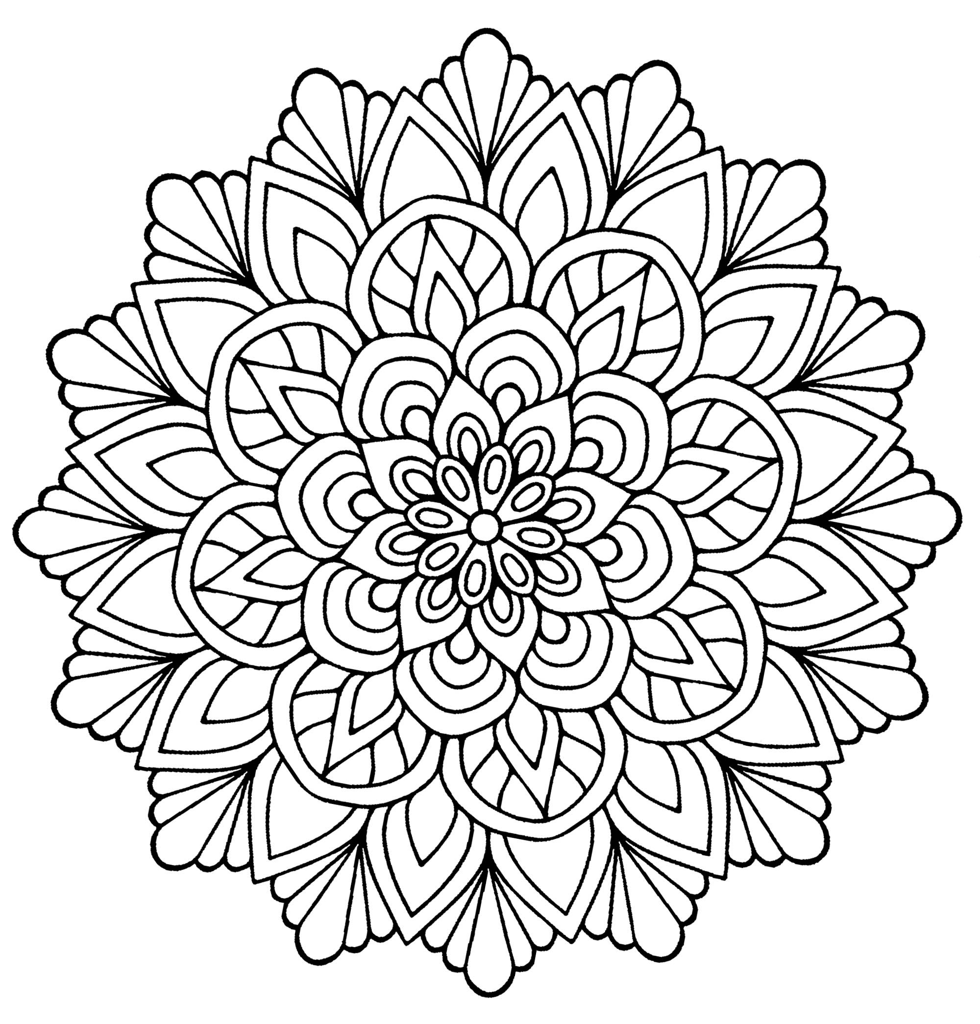 Simple Adult Coloring Pages
 Mandala easy flower with leaves Simple Mandalas 