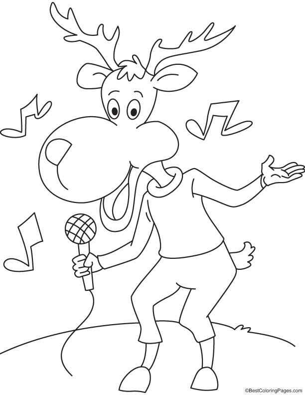 Singer Coloring Pages For Kids
 Reindeer singer coloring page