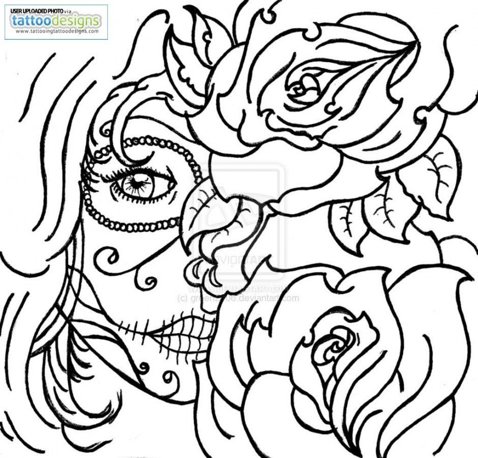 Best ideas about Skull And Roses Coloring Pages
. Save or Pin Sugar Skull Rose Tattoo Coloring Pages Now.