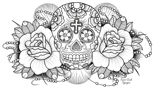 Best ideas about Skull And Roses Coloring Pages
. Save or Pin sugar skulls and roses coloring pages Now.