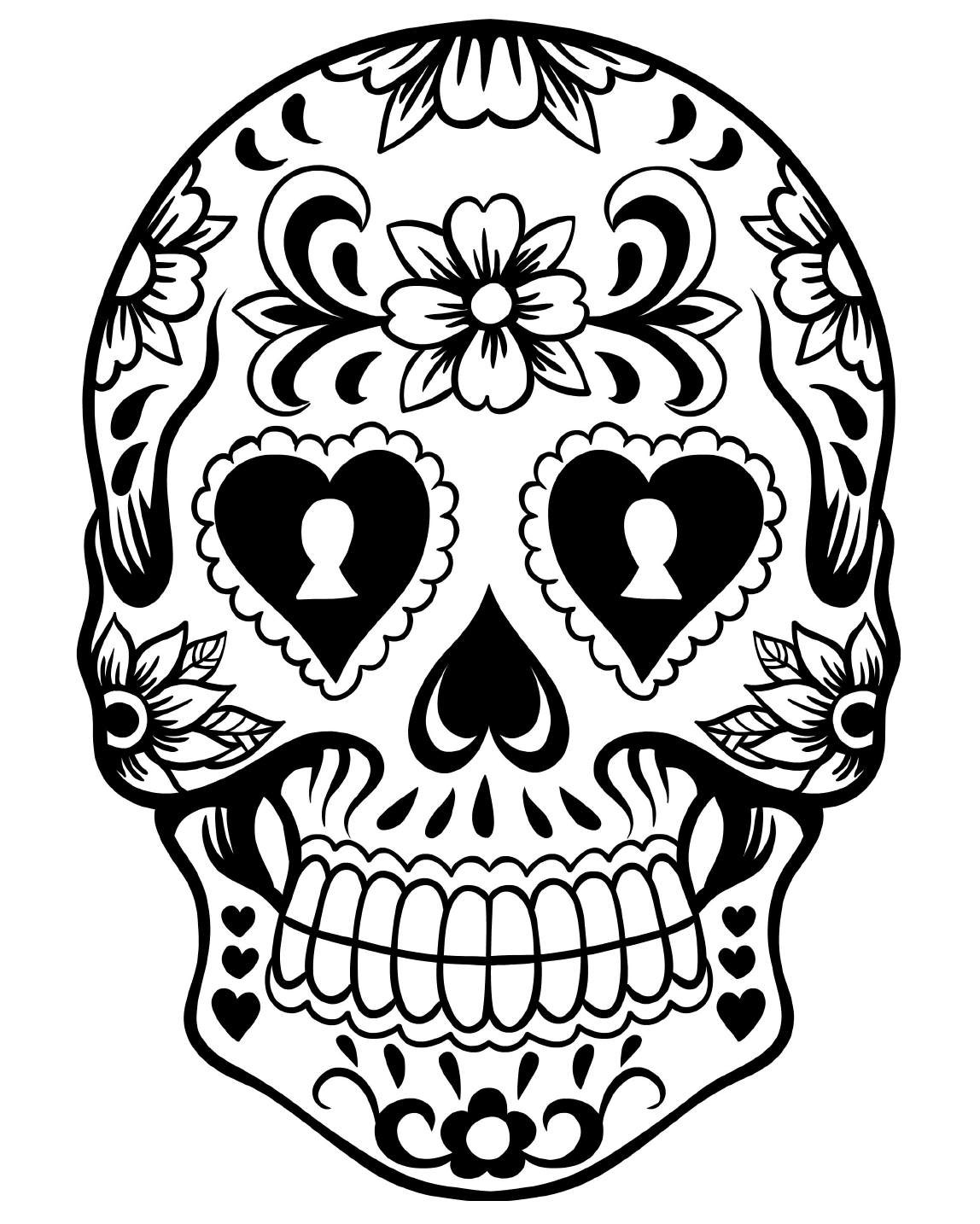 Skull Coloring Pages
 Free Printable Day of the Dead Coloring Pages Best