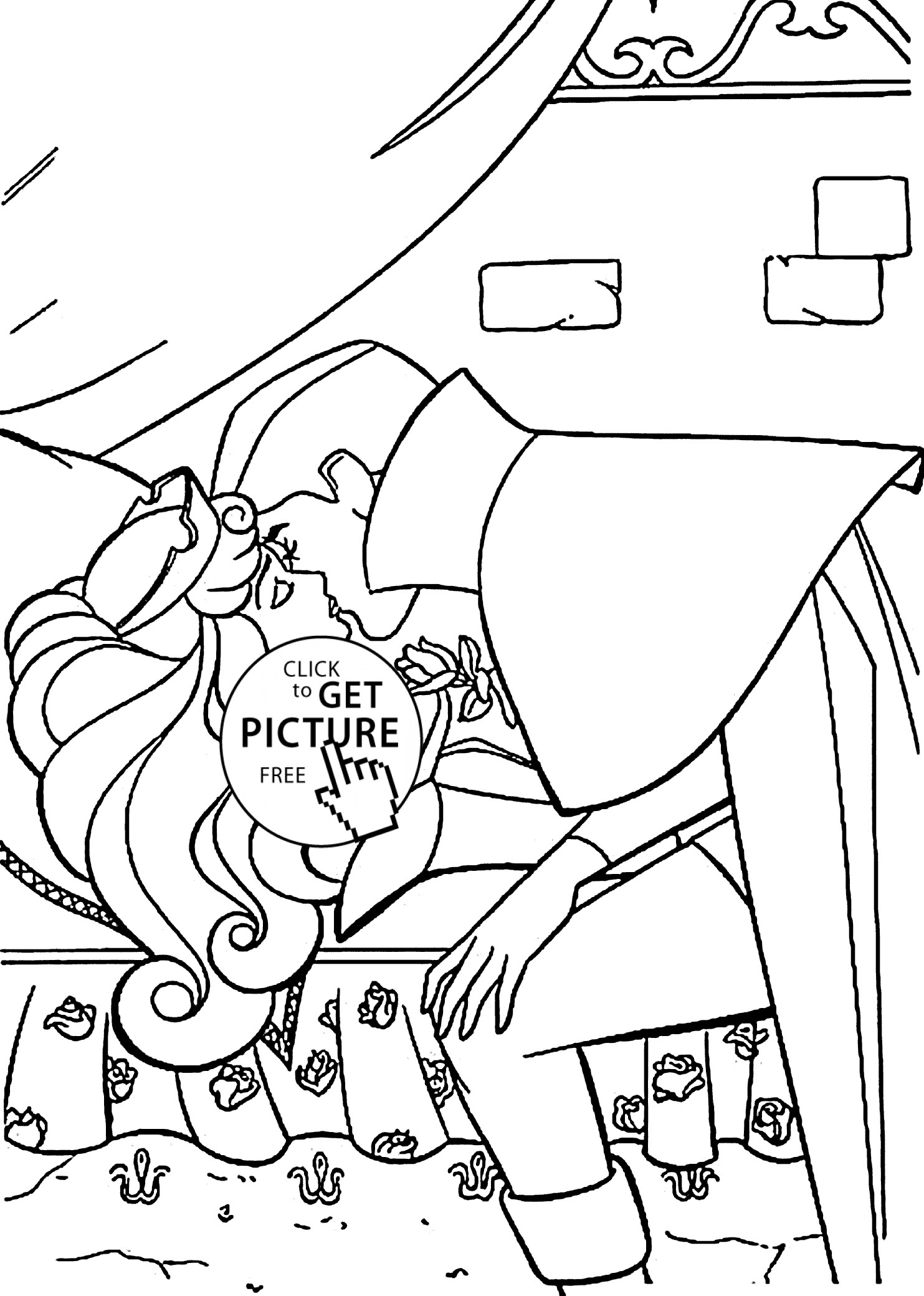 Sleeping Beauty Coloring Pages
 Sleeping Beauty Kiss coloring pages for kids printable free
