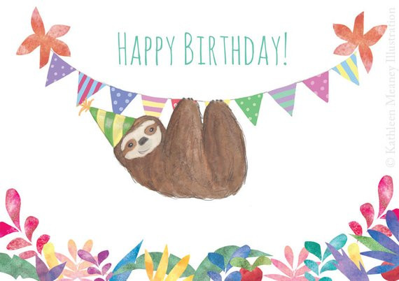 Sloth Birthday Card
 Sloth birthday card blank inside