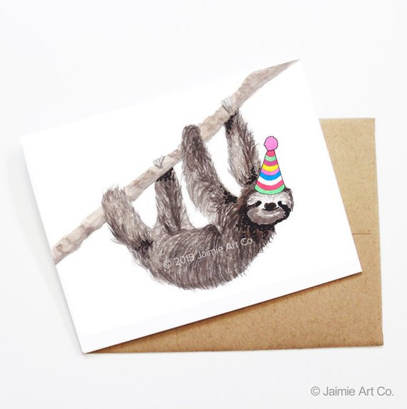 Sloth Birthday Card
 Birthday Card Sloth Animal Birthday Animal Card Cute