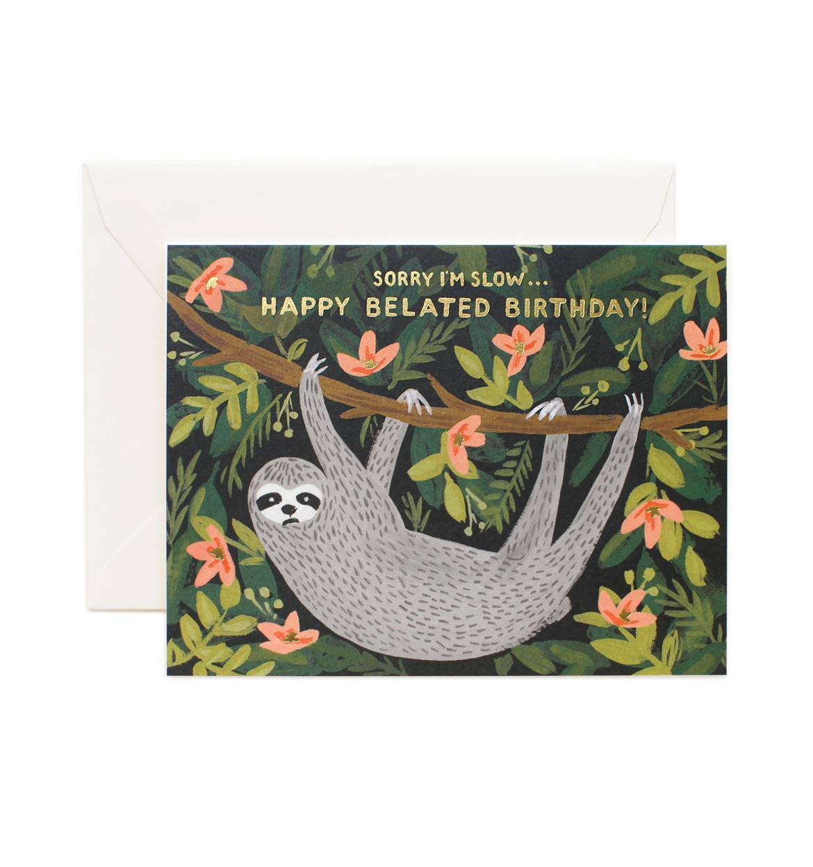 Sloth Birthday Card
 Sloth Belated Birthday Greeting Card by RIFLE PAPER Co