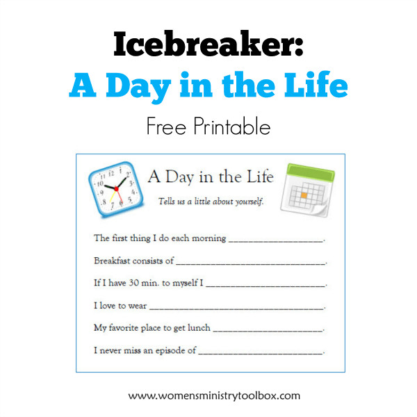 Best ideas about Small Group Ideas For Adults
. Save or Pin Icebreaker A Day in the Life Free Printable Women s Now.