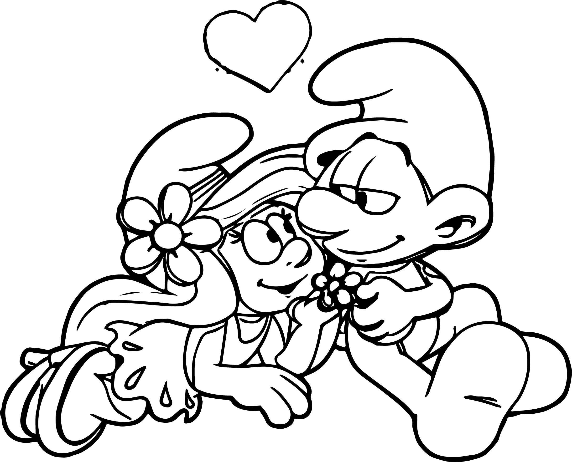 Smurfs Coloring Pages
 Smurfette With Hefty Smurf Coloring Page