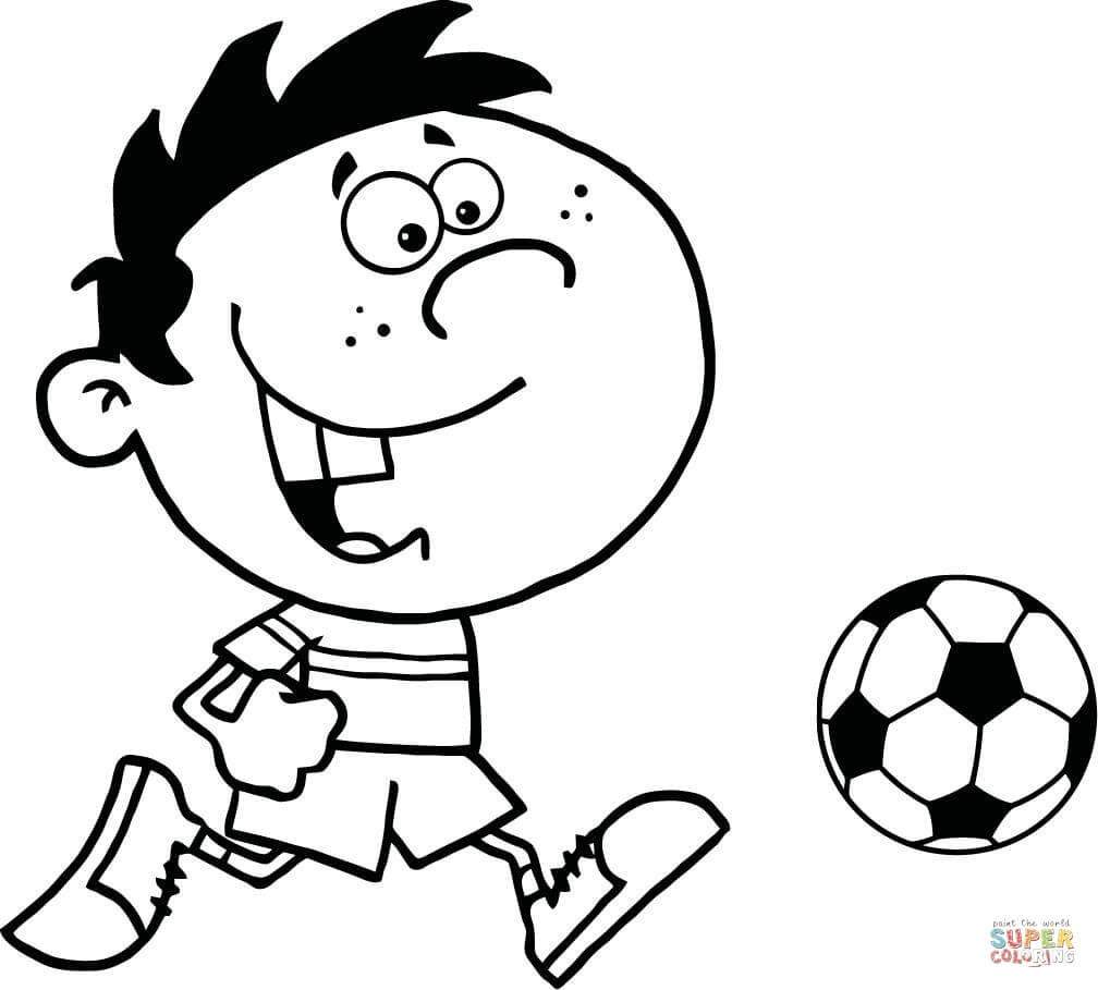 Soccer Coloring Pages For Boys
 Soccer Boy with Ball coloring page