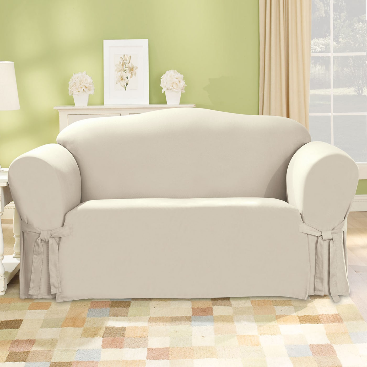 Best ideas about Sofa Slip Covers
. Save or Pin Sure Fit Slipcovers Cotton Duck 1 Piece Sofa Slipcover Now.