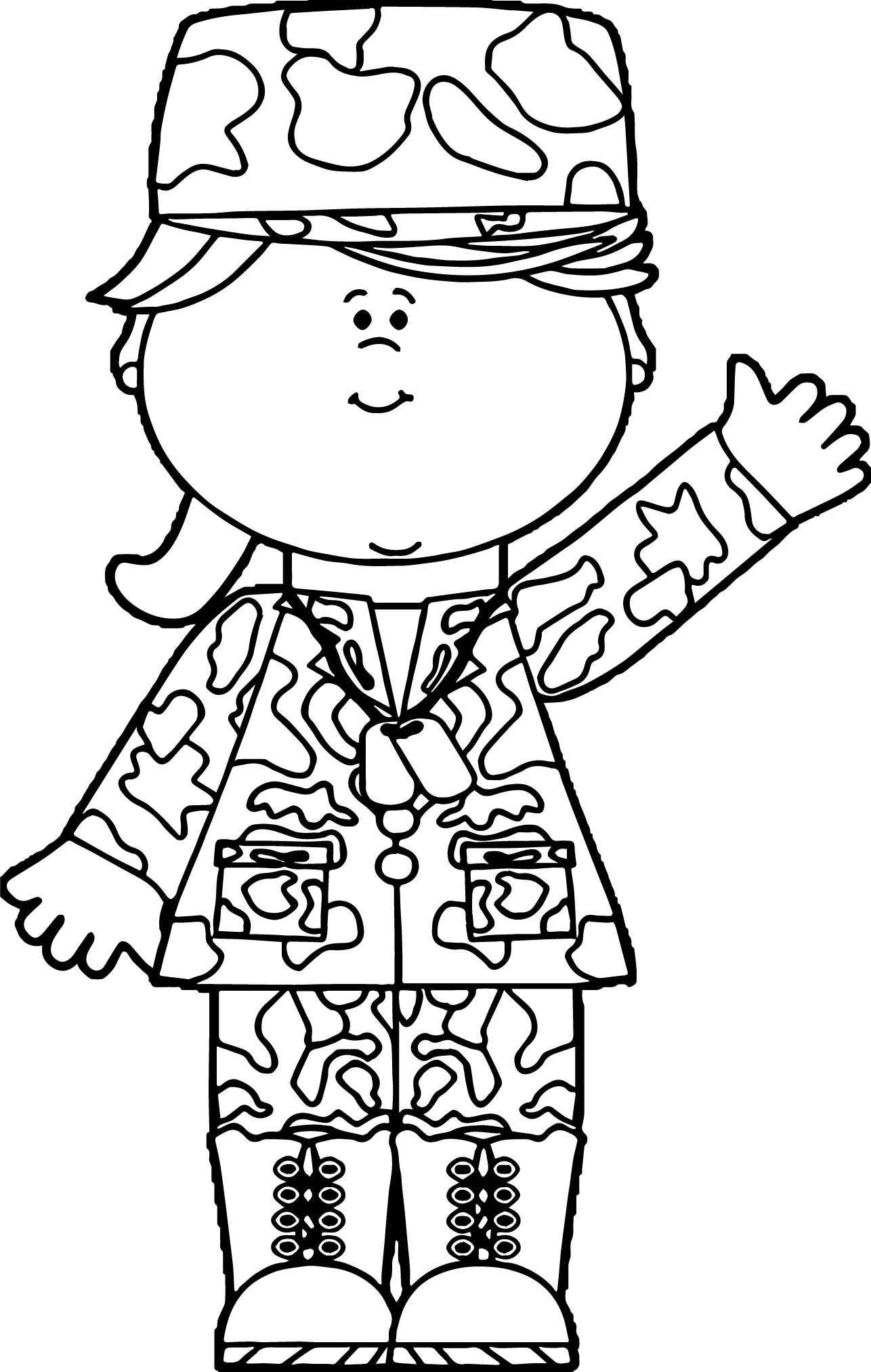 Soldier Coloring Pages
 Sol r Girl Waving Coloring Page