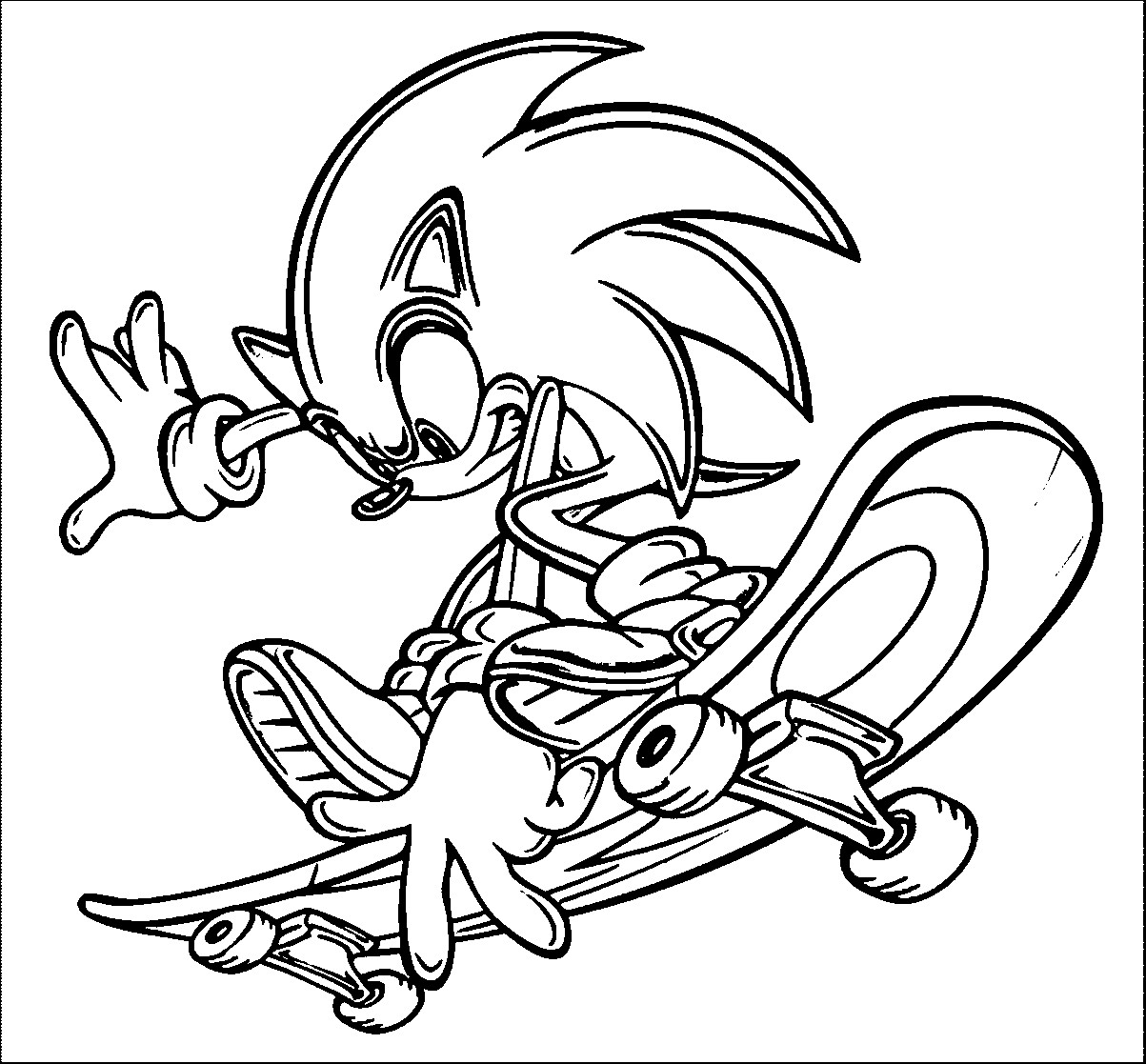 Sonic The Hedgehog Coloring Pages
 sonic skateboarding coloring pages Coloring4free