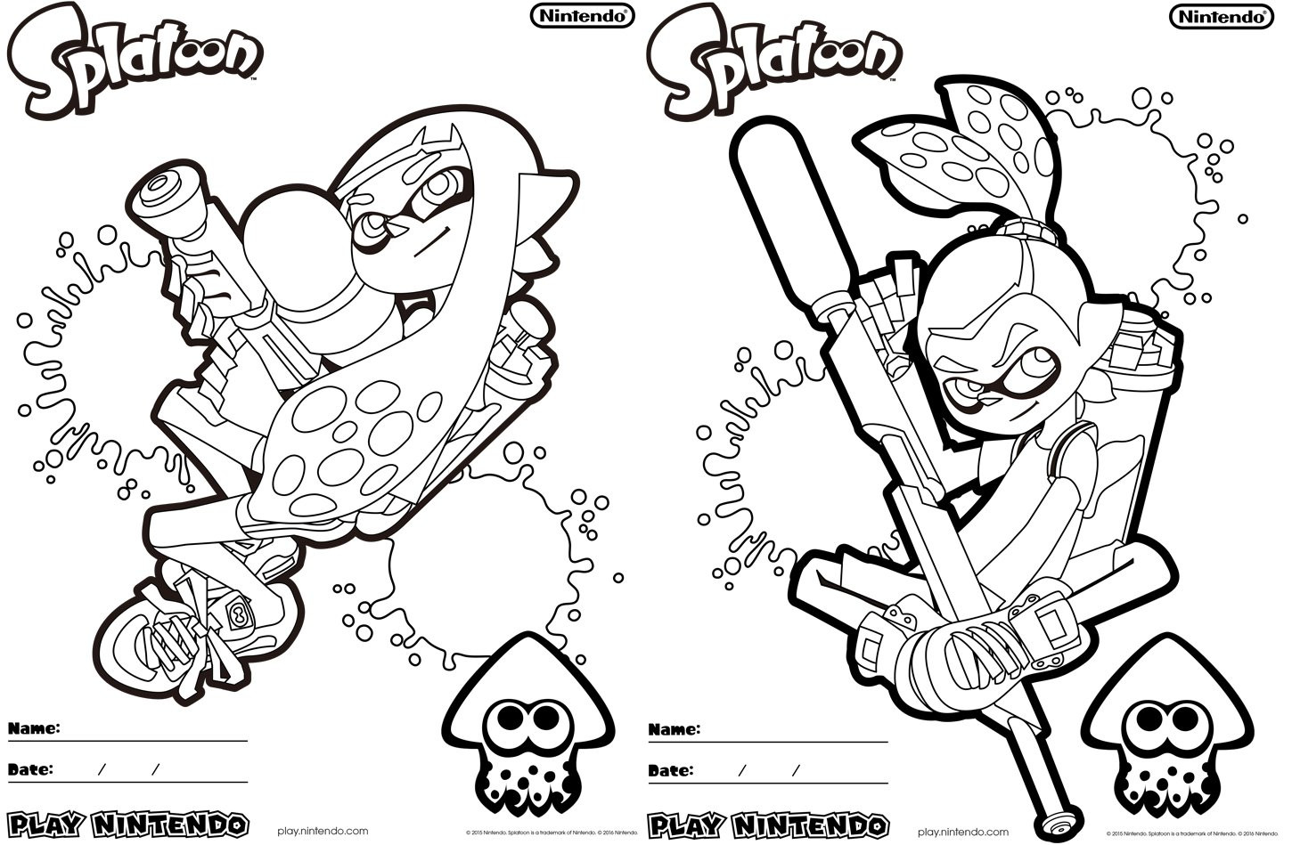 Splatoon Coloring Pages
 Splatoon Printable Coloring Pages Play Nintendo