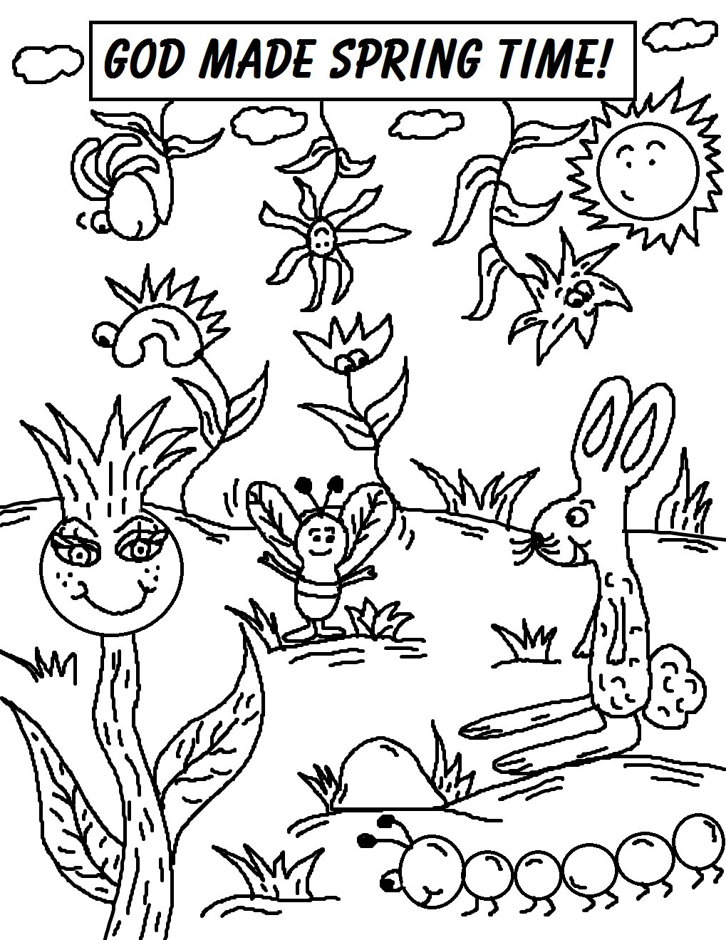 Spring Coloring Sheets Printable
 Spring Time Coloring Pages