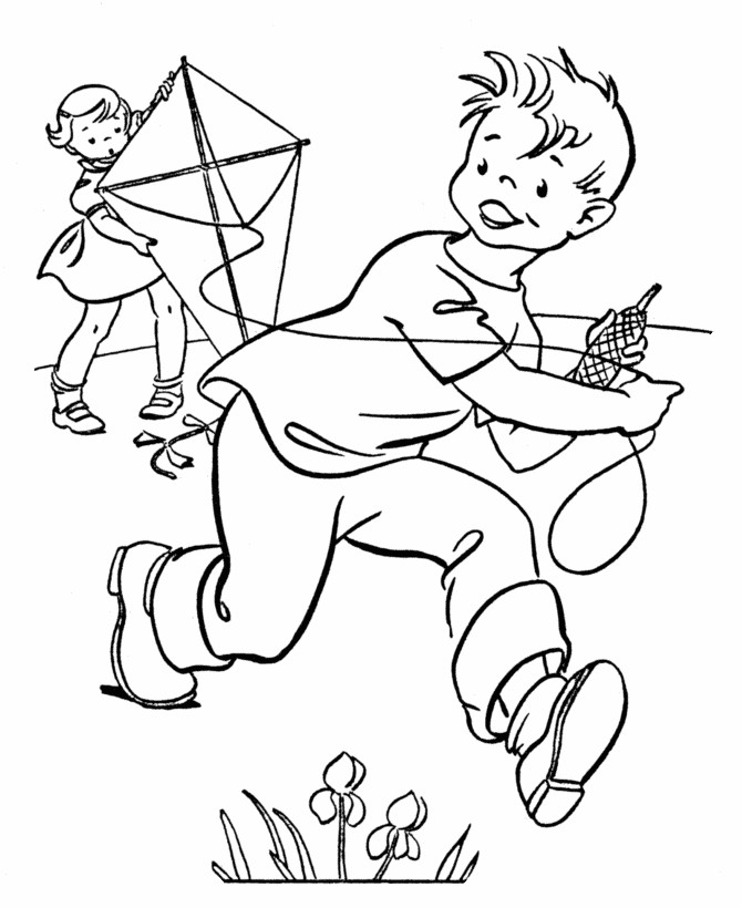 Spring Fling Coloring Sheets For Kids
 Kite Color Pages Coloring Home