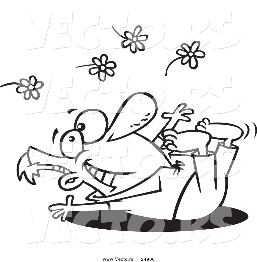 Spring Fling Coloring Sheets For Kids
 Vector of a Cartoon Spring Fling Man Playing in Flowers