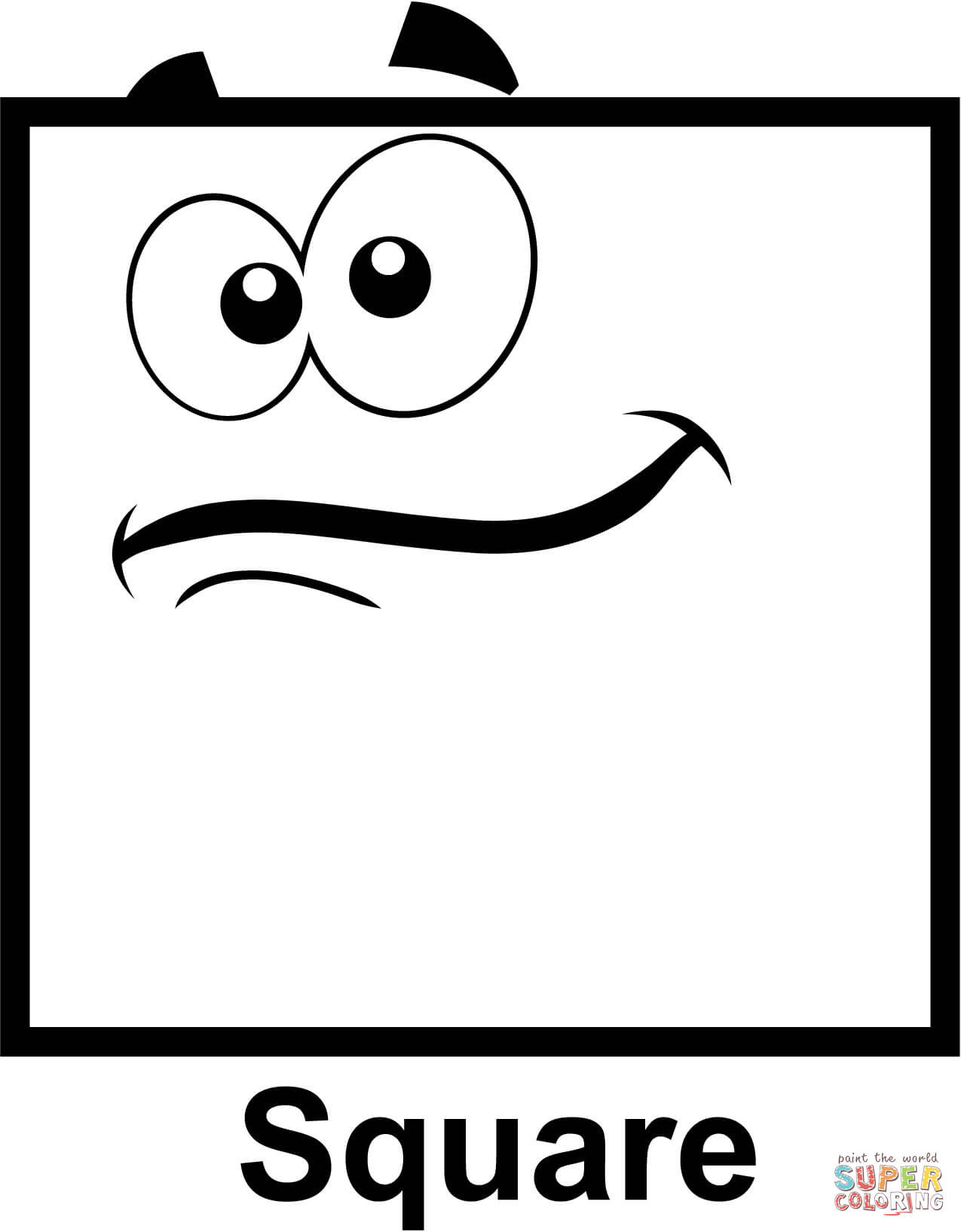 Square Coloring Pages
 Square with Cartoon Face coloring page