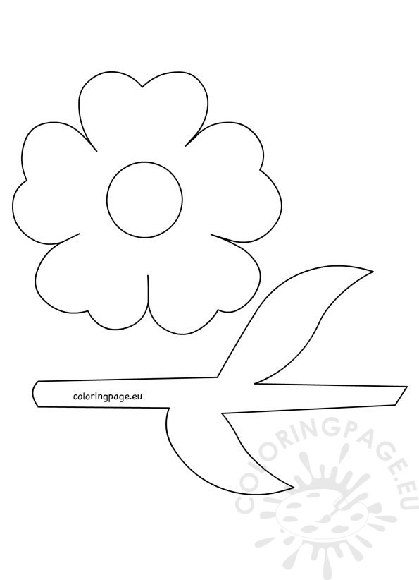 Stem Coloring Pages
 Flower with stem and leaves template – Coloring Page