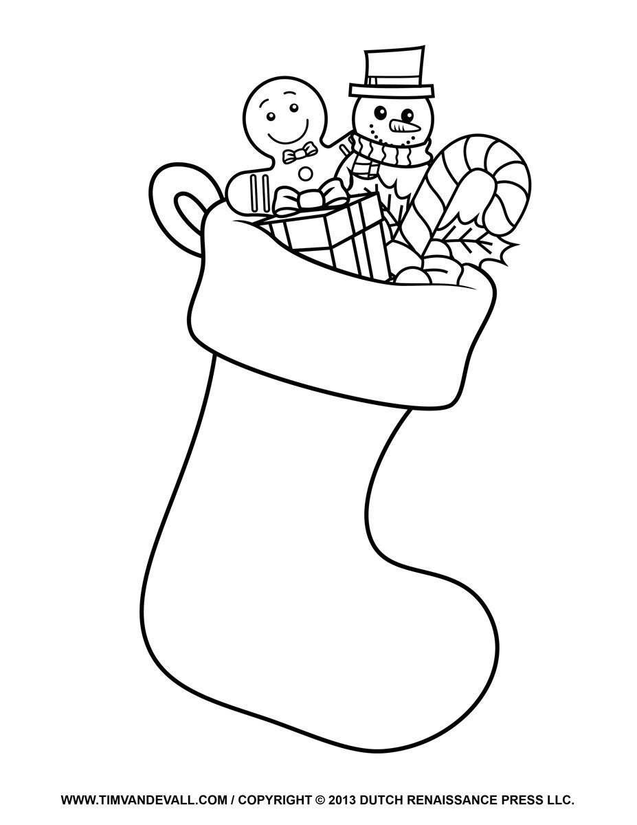 Stocking Printable Coloring Pages
 Printable Christmas Stocking Clipart Clipart Suggest