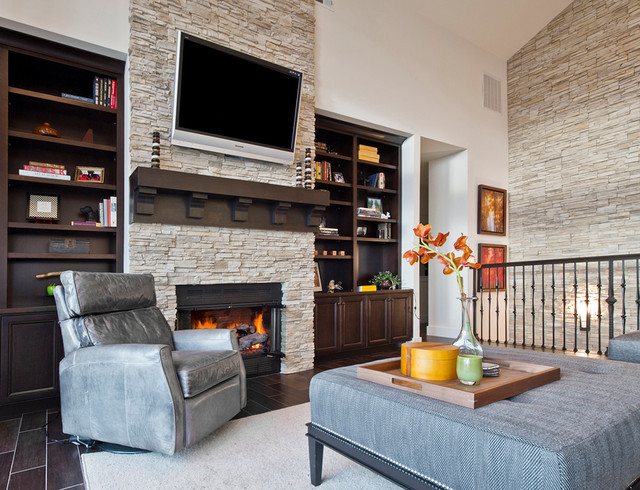 Best ideas about Stone Accent Wall Living Room
. Save or Pin Kirkland Custom Living Room with Fireplace & Stone Accent Now.
