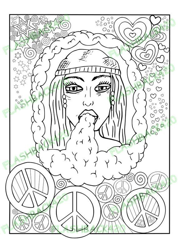 Stoner Coloring Pages For Adults
 Stoner Gift Printable Coloring Page for Adult Bong Hippie