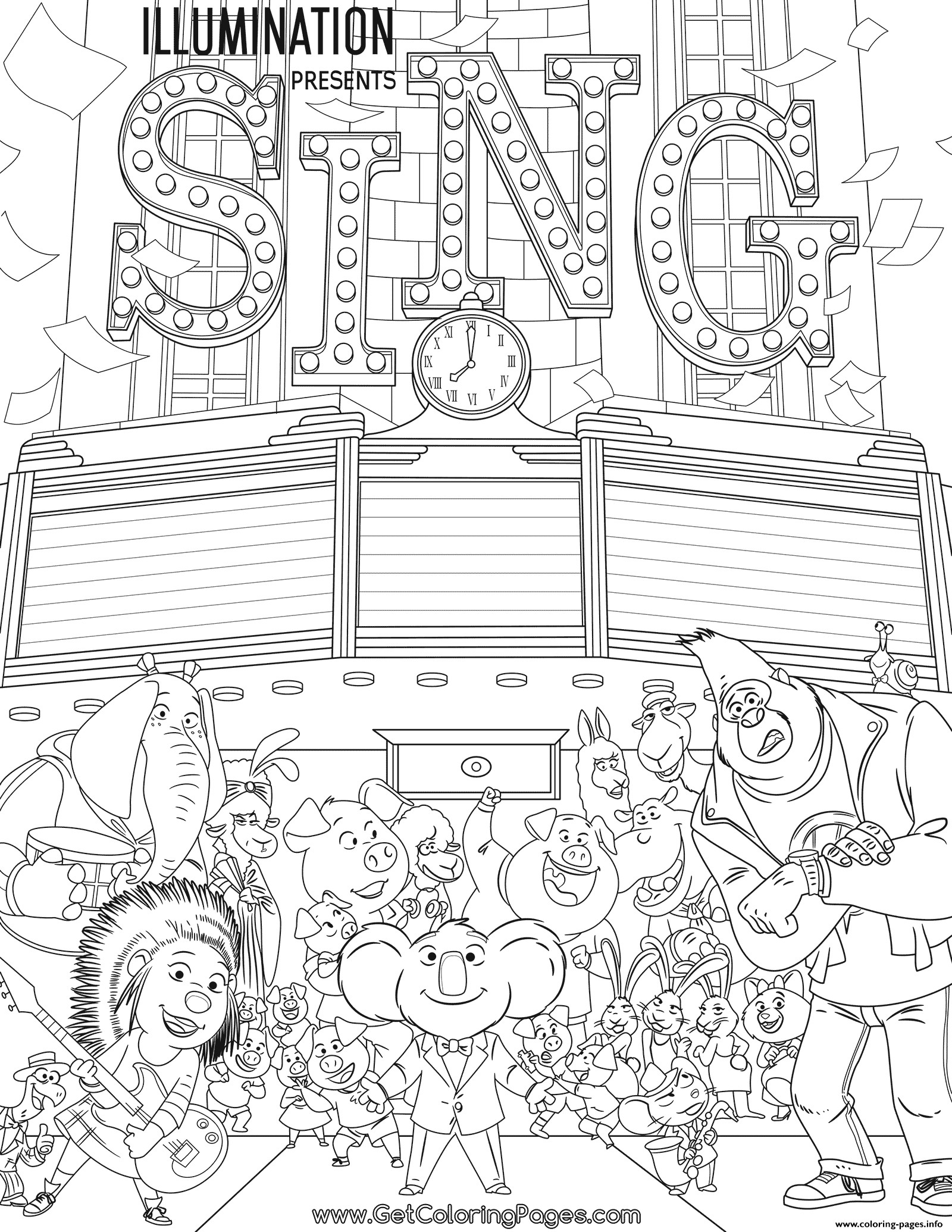 Stress Buster Coloring Sheets For Kids
 Movie Sing Coloring Pages Printable