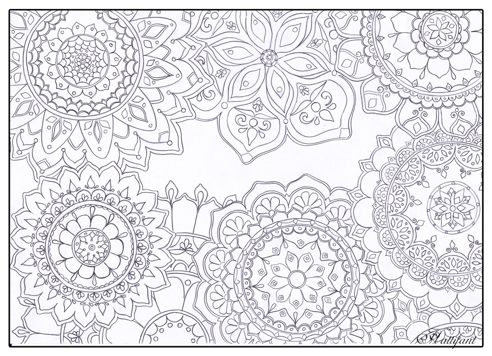 Stress Relief Printable Coloring Pages
 Stress Relief Mandala Flowers Hattifant