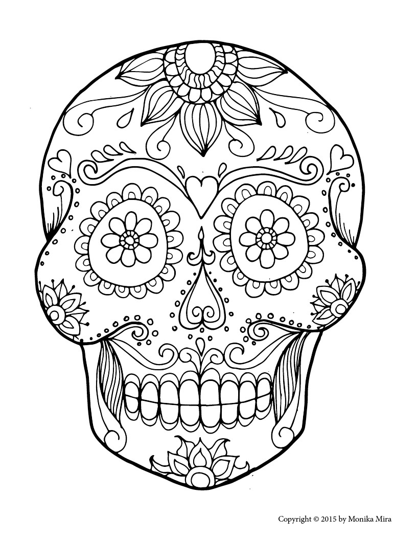 Sugar Skull Coloring Pages
 Free Printable Sugar Skull Coloring Sheets Lucid Publishing
