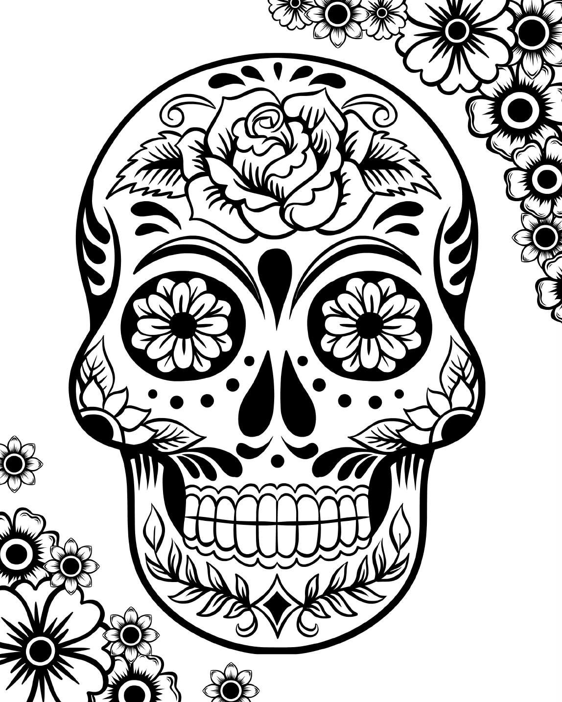 Sugar Skull Coloring Sheet
 Free Printable Day of the Dead Coloring Pages Best
