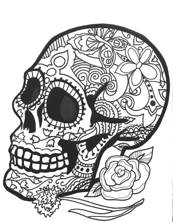 Sugar Skull Coloring Sheet
 10 MORE Sugar Skull Day of the Dead Original Art Coloring Book
